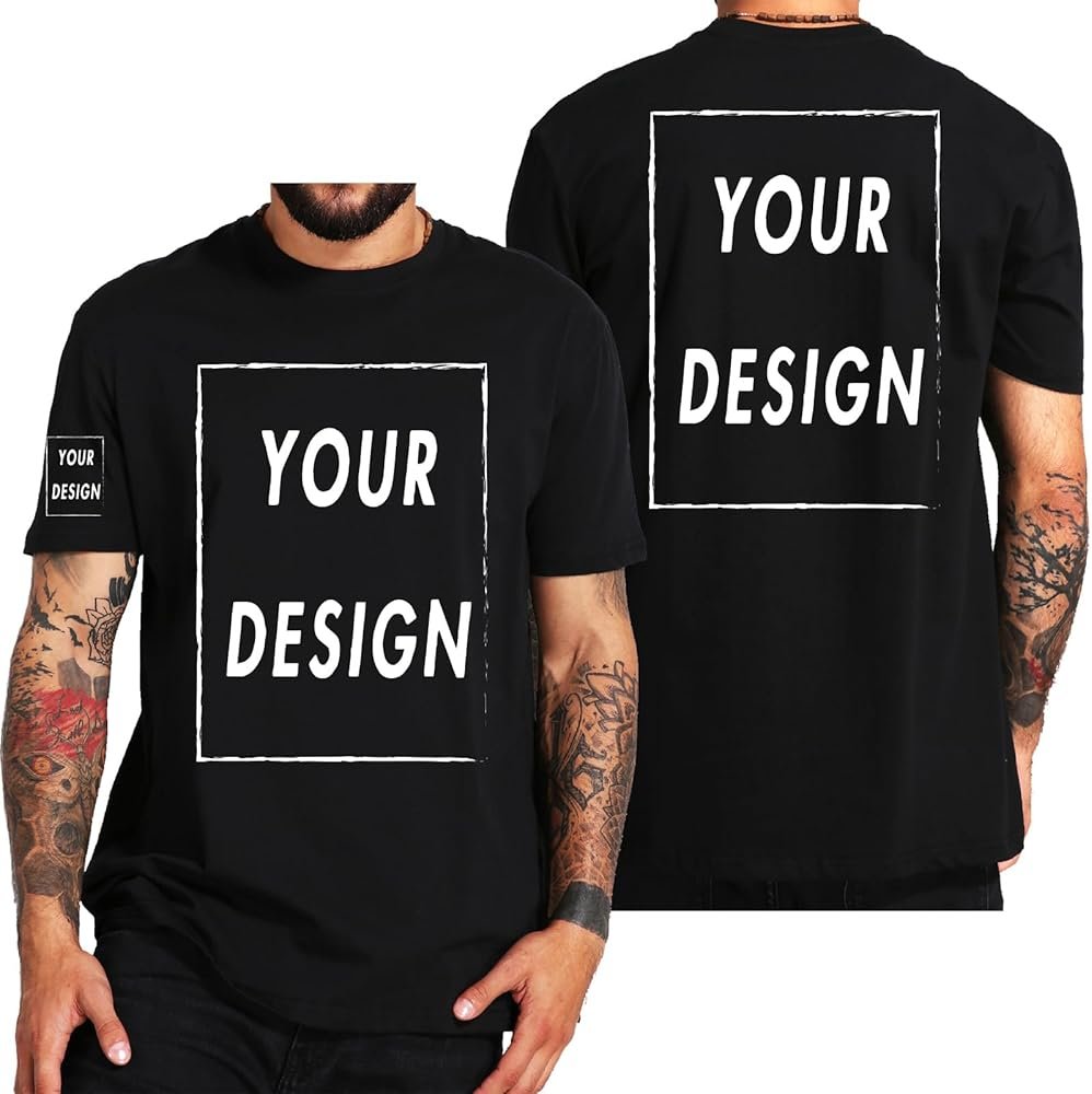 Custom T Shirt for Men Women Design Your Own Front Back Print Personalized T-Shirts - Product Image