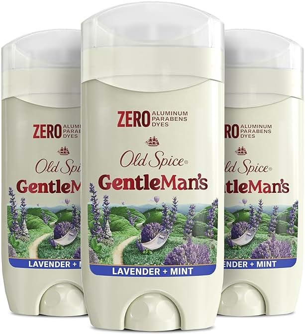 Old Spice GentleMan's Aluminum Free Dry Feel Deodorant for Men, 24/7 Lasting Freshness, Gentle on Skin with Skin Conditioners, Lavender + Mint Scent, 3.0 oz (Pack of 3) - Product Image