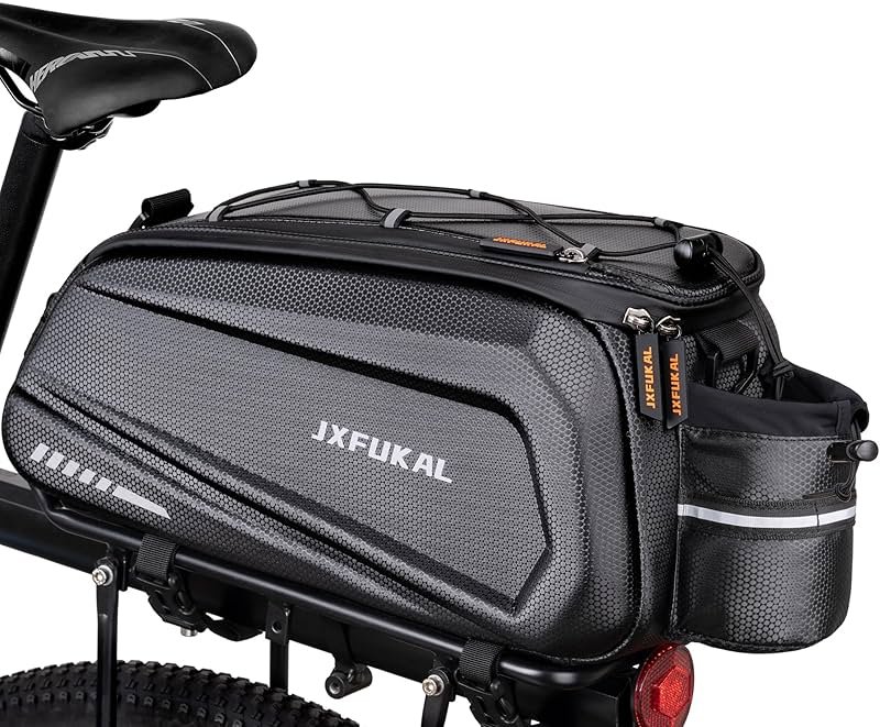 JXFUKAL Bike Bags for Bicycle Rear rack - 9.5L/17L/40L Hard Shell Waterproof Bike Ebike Trunk Pannier Saddle Seat Bag Carrier with Reflector, Rain Cover & Shoulder Strap for Commuter Travel Outdoor - Product Image