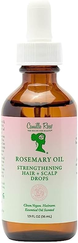 Camille Rose Rosemary Oil Strengthening Hair + Scalp Drops – Castor, Peppermint & Tea Tree Oil Blend for Strength & Resilience, Dry Scalp Treatment, Split Ends, 1.9 Fl Oz - Product Image