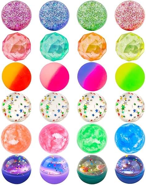Ecoofor 24 Pieces Bouncy Balls 32mm Bounce Balls 6 Styles High Bouncing Balls Toys for Kids Party Favors Birthdays Gift Classroom - Product Image