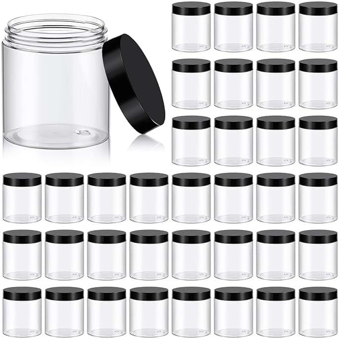 36 Pack 8 Oz Plastic Container Jars with Lids BPA Free, Empty Round Clear Cosmetic Containers Plastic Slime Jars for Lotion, Cream, Ointments, Body Butter, Makeup, Travel Storage - Product Image