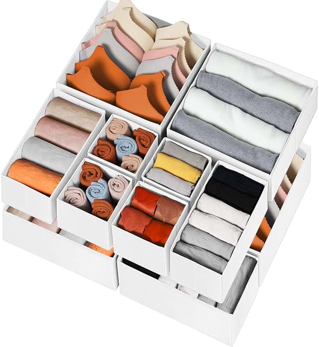 Criusia Drawer Organizer Clothes 12 Pack - Fabric Closet Organizers and Storage for Nursery Organization - Dresser Drawer Dividers for Baby Clothes/Socks/Underwear/Bras - College Dorm Room Essentials - Product Image