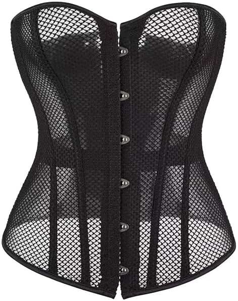 SHYMMUO Black Corset Top for Women Strapless Mesh Bustier Sexy Corset Tops for Women Party Club Halloween Costume - Product Image