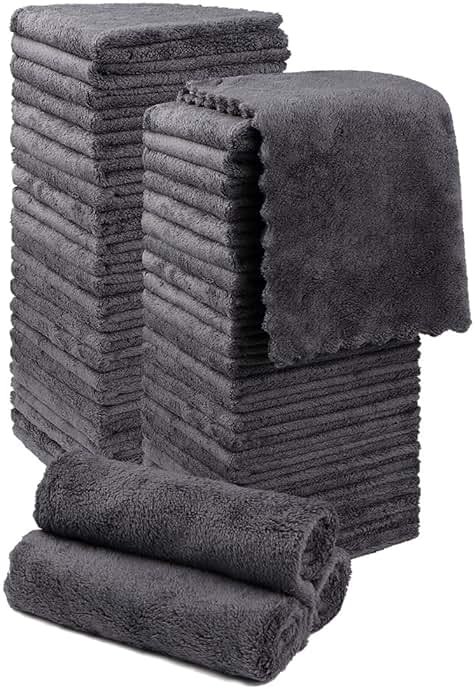 Orighty Washcloths 48 Pack, Ultra Soft Face Cloths 12 x 12 inch, Absorbent & Quick Drying Coral Velvet Washcloth Bulk, Multi-Purpose Face Cloth for Household, Cleansing and Sport (Grey) - Product Image