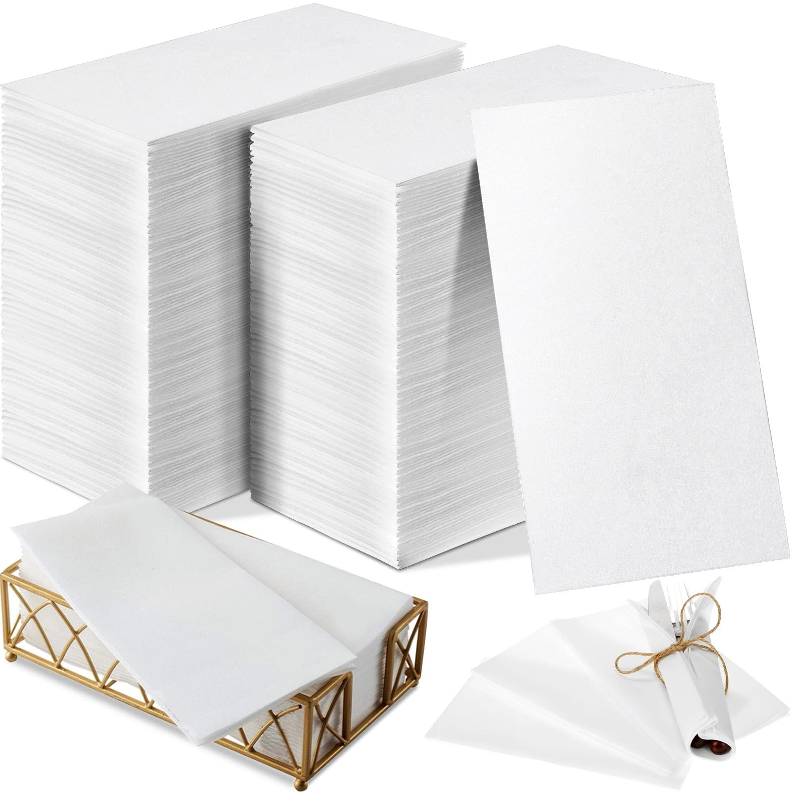 Colarr 1000 Paper Hand Towels Bathroom Guest Towels, 12" x 17" Disposable Paper Napkins Guest Decorative Dinner Hand Napkin for Wedding Holiday Cocktail Party (White) - Product Image