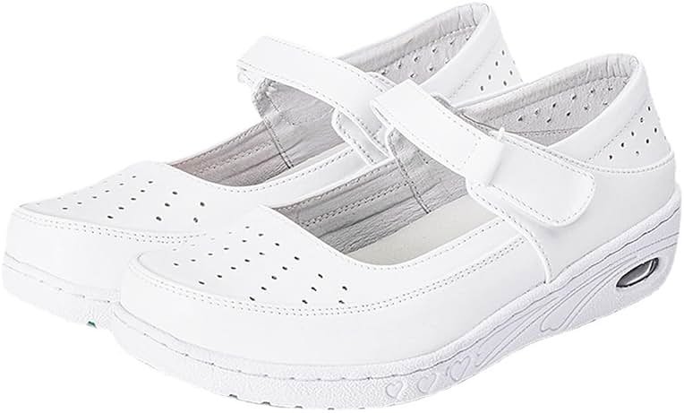 WCXTY White Nursing Shoes Women,Comfortable Breathable Working Work Mary Jane Sneakers,Professional Slip Resistant Healthcare Nurse Shoes for Women,for Medical Workers,Doctors - Product Image
