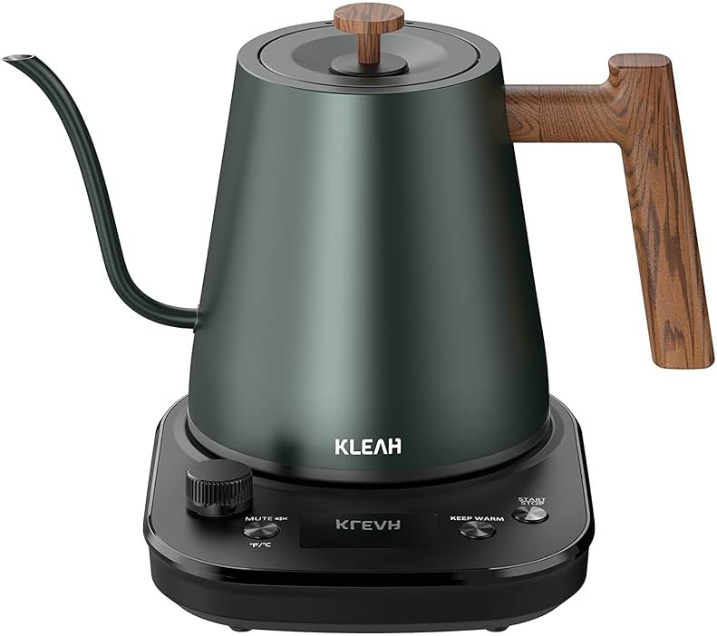 KLEAH Gooseneck Electric Kettle with Temperature Control - 0.8L Automatic Shut Off Tea & Coffee Kettle, Hot Water Boiler Pour Over Coffee Kettle, 1200W Quick Heating Keep Warm, Green - Product Image