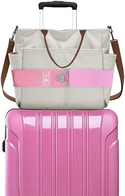 Bylion 2-in-1 Travel Belt for Luggage, Luggage Straps for Add a Bag Adjustable Suitcase Straps with Alloy Buckle Elastic Bungees Belt Hands-Free for Airport, Personalized Travel Accessories (Pink) - Product Image