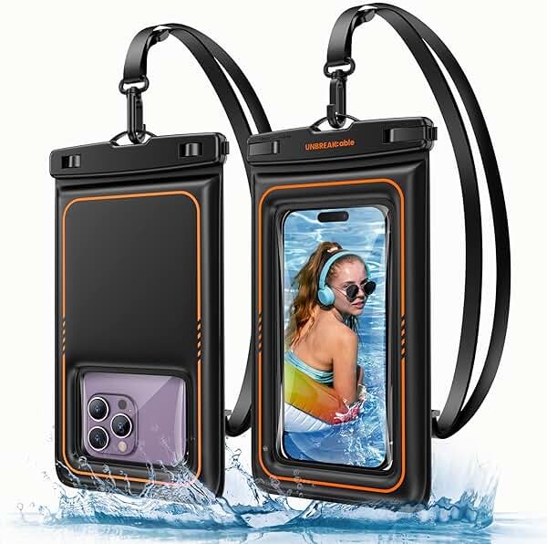 UNBREAKcable Floating Waterproof Phone Pouch 2 Pack, IPX8 Waterproof Phone Case Dry Bag Kayak/Beach/Cruise Travel Essentials, Water Proof Pouch for iPhone 17 16 15 Pro Max, Samsung S25 Ultra S24-7" - Product Image