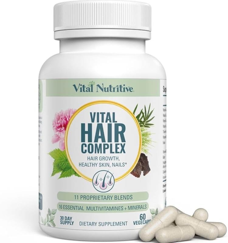 VITAL NUTRITIVE Vital Hair Complex – Biotin & Vitamin B Hair Vitamins for Women & Men – Supports Healthy Hair, Skin & Nails – Hormone-Free, Gluten-Free – Hair Supplement for Women & Men - Product Image