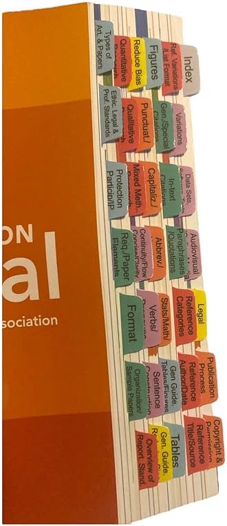 Book Tabs for The APA Manual 7th Edition 2025: Color Coded Tabs for The American Psychological Association Publication Style Manual (Book not Included) - Product Image