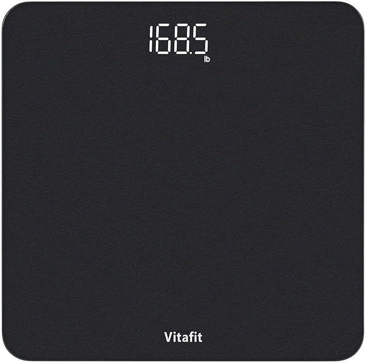 Vitafit Scale for Body Weight, Accuracy 0.1lb by Our Professional Scale Factory Since 2001, Digital Bathroom Weight Scale LED and Step On, 3xAAA Battery Included, 400lb/182kg, Spray Silver Black - Product Image