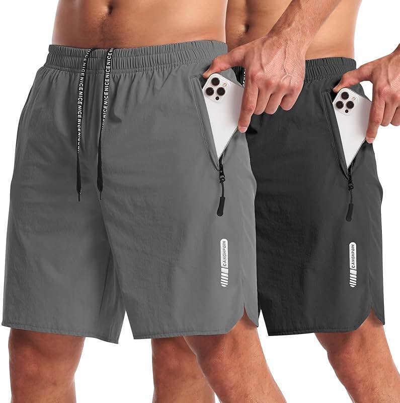 CANGHPGIN 2 Pack Mens Workout Athletic Shorts 7 inch Inseam Quick Dry Hiking Shorts Men Lightweight Sports Gym Shorts Running - Product Image