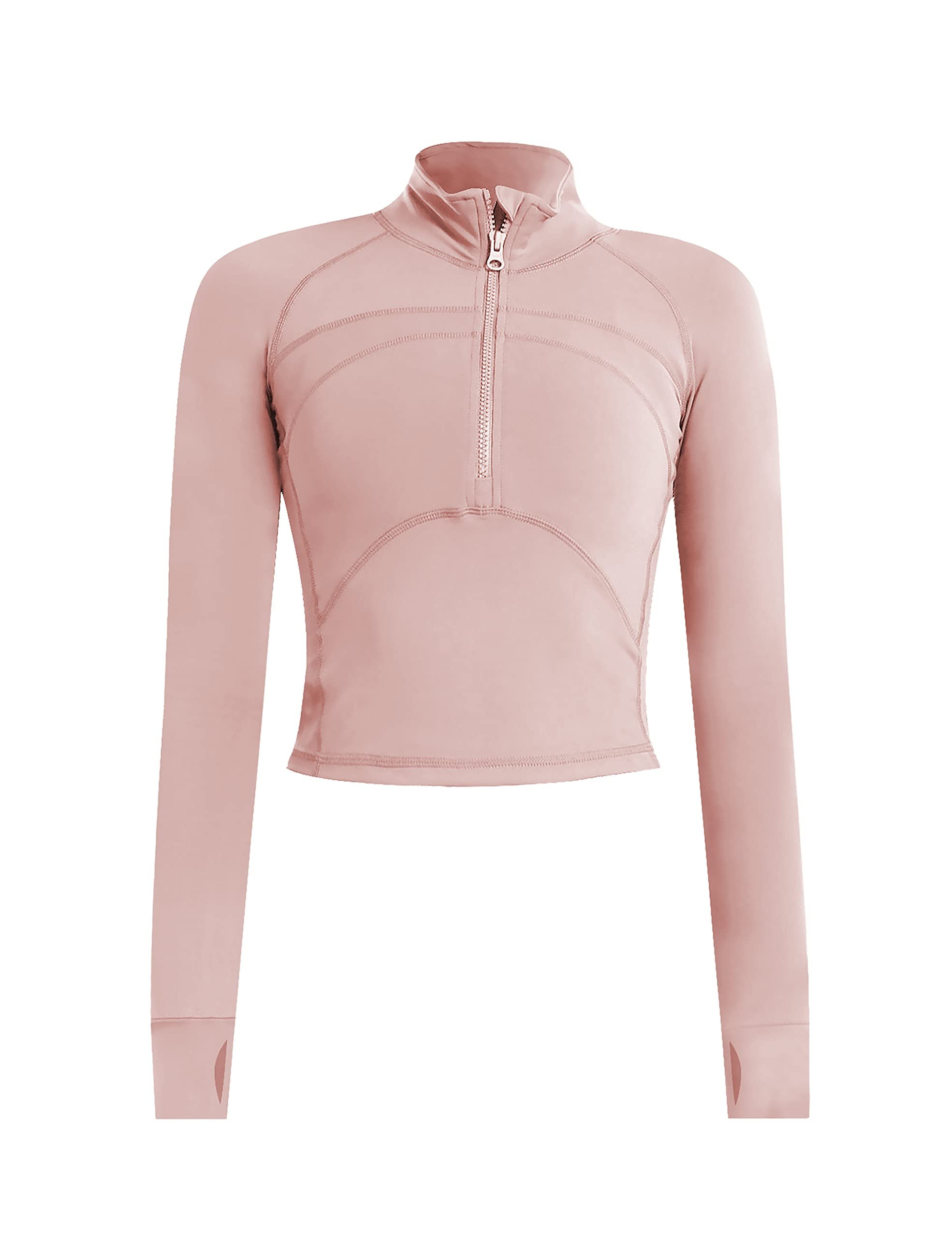 UANEO Long Sleeve Cropped Workout Tops for Women Gym Yoga Athletic Tops 1/2 Zip Jackets - Product Image