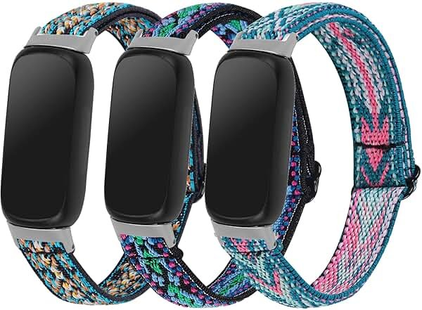 3PACKS Replacement Sport Bands Compatible with Fitbit Inspire 3 Band Nylon Elastic Quick Release Wristbands Breathable Straps Stretchy Loop Bracelet for Fitbit Inspire 3 Fitness Tracker Women Men - Product Image