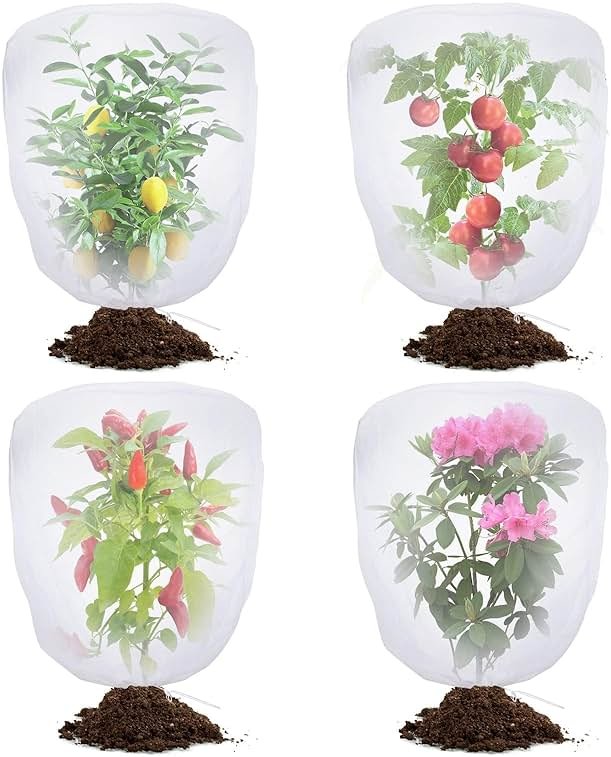 Bird Netting for Garden Protection - 4 Pack Garden Netting Pest Barrier with Drawstring,3.3Ft x 2.7Ft Mosquito Net Tomato Protective Cover Garden Plant Netting for Cicadas Vegetables Blueberry Bushes - Product Image
