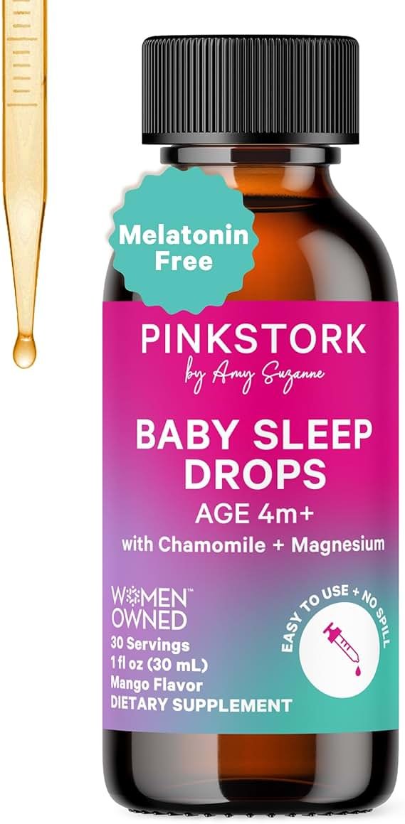 Pink Stork Baby Sleep Drops, Naturally Support Sleep Without Melatonin for Infants, Toddlers, and Kids, Chamomile and Magnesium, Baby Essentials for Bedtime, 1 oz, 30 Servings - Product Image