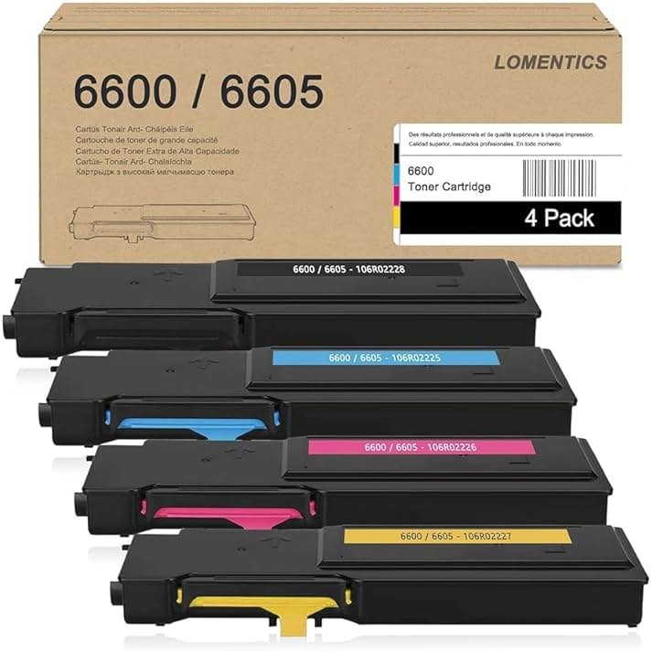 Phaser 6600 / WorkCentre 6605 High Capacity Toner (4 Pack, BK/C/M/Y) - 106R02228 106R02225 106R02226 106R02227 Toner Replacement for Xerox Phaser 6600 6600N 6600DN WorkCentre 6605N 6605DN Printer - Product Image