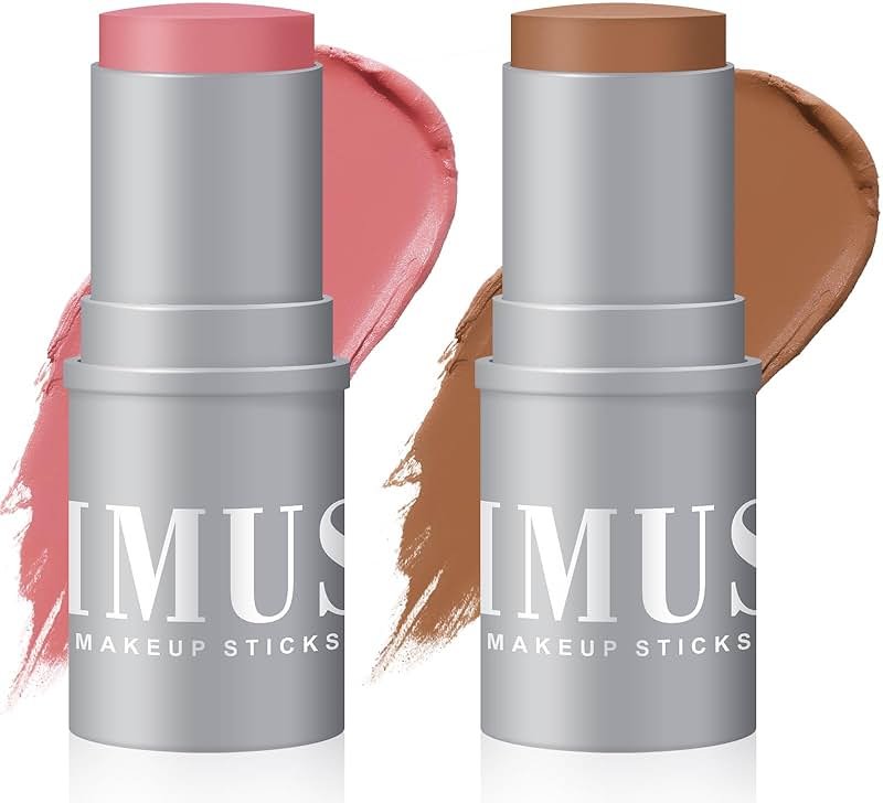 KIMUSE Cream Contour Stick Face Makeup Kit, Bronzer Stick and Blush Stick Set, Long Lasting Blendable Cream Makeup Sticks, Natural Sculpting Face Contouring & Blush Makeup Kit for All Skin Tones - Product Image