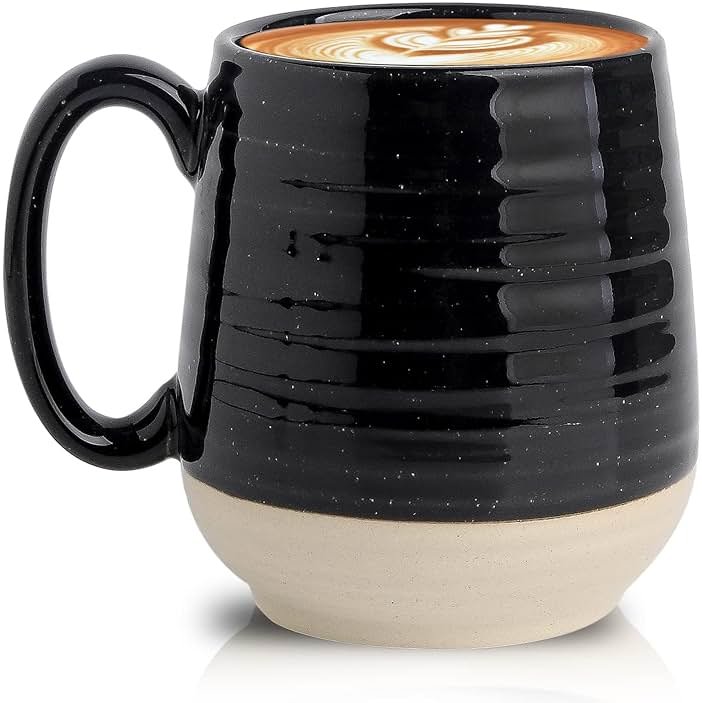 HASENSE Large Coffee Mug, 20 oz Ceramic Coffee Cup with Comfortable Handle for Office and Home, Ideal for Coffee Tea Latte, Dishwasher Microwave Safe, 1 PCS(Black) - Product Image