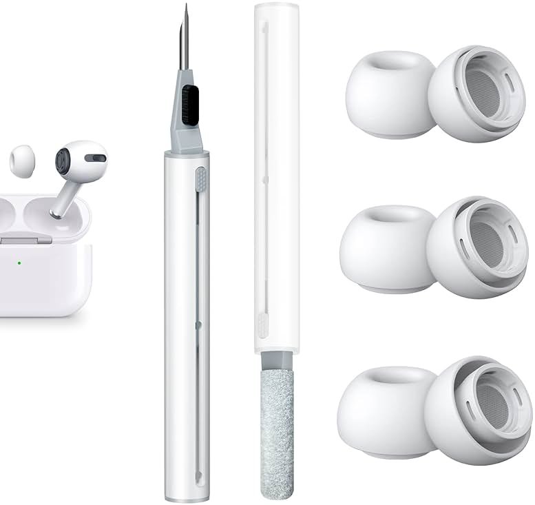 [3 Pairs] Replacement Ear Tips for AirPods Pro and AirPods Pro 2nd Generation with Noise Reduction Hole, 3 in 1 Cleaner Kit for AirPods 1 2 3 Pro/Pro 2, Silicone Ear Tips for AirPods Pro (S/M/L) - Product Image