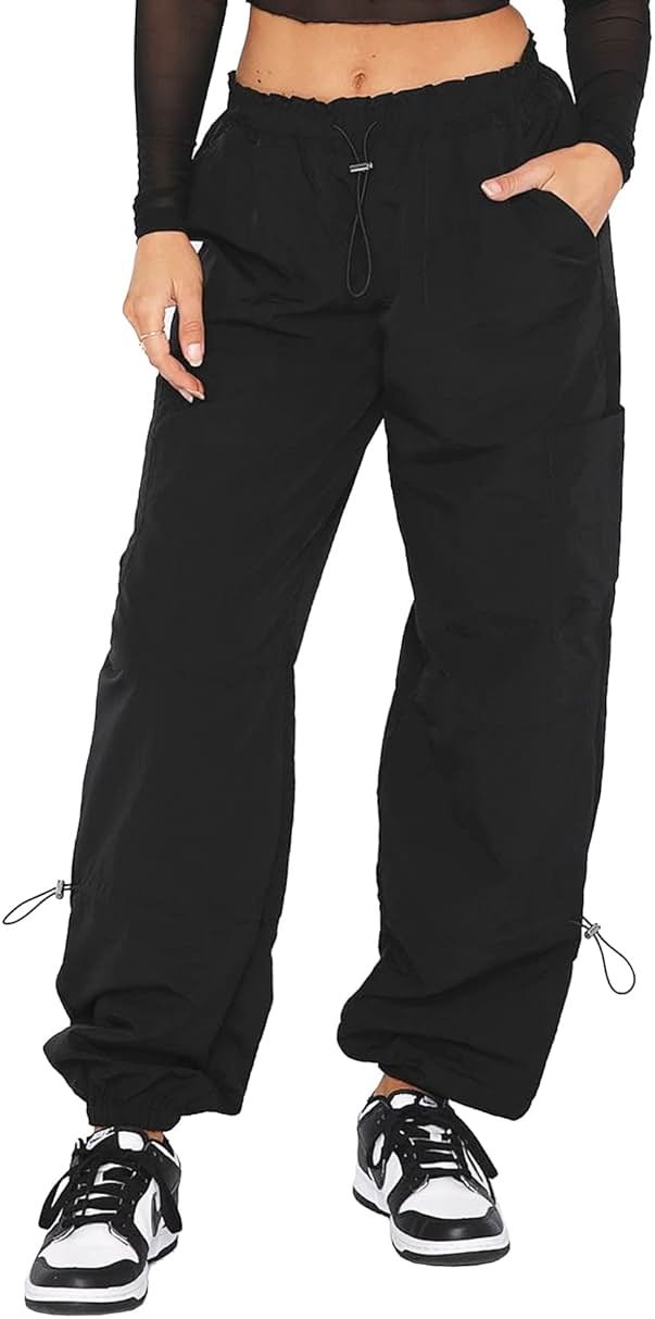 DISCIPBUSH Cargo Pants Women Baggy - Parachute Pants for Women, Rave Y2K Festival Outfits Hiking Camping Essentials - Product Image