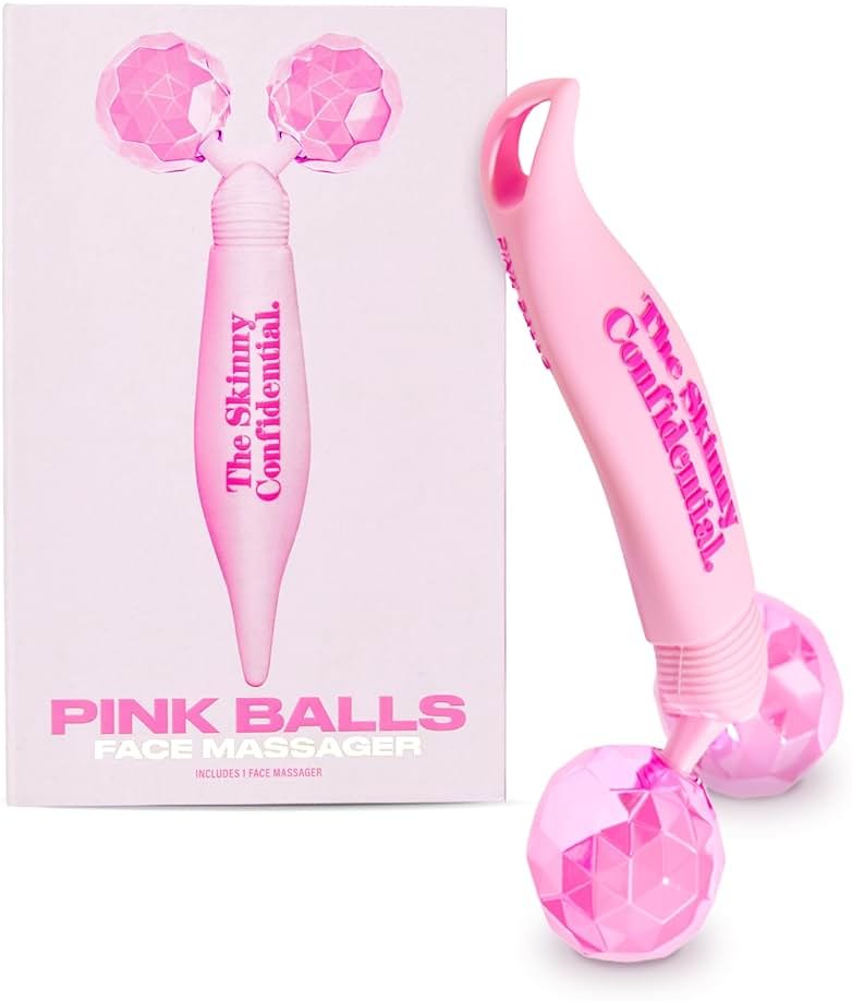 The Skinny Confidential Face Roller - Pink Balls Eye & Facial Roller Massager - Face Massage Tools Skincare for Wrinkles & Fine Lines, Sculpt, Contour, Tighten & De-Puff Skin - Product Image