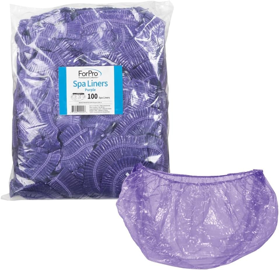 ForPro Professional Collection Spa Liners, Fit All Pedicure Spas, Disposable Pedicure Liners, Purple, 100-Count - Product Image
