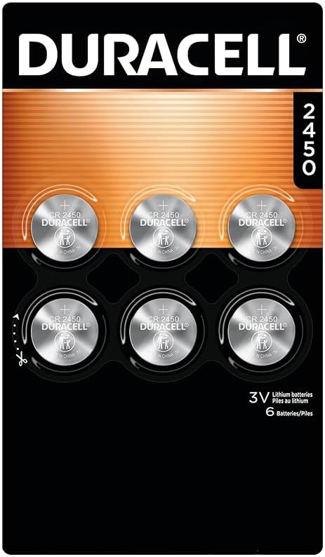 Duracell CR2450 Lithium Battery, 6 Count (Pack of 1), Coin Battery for Key Fob, Car Remote, Watch, and Other Devices, CR2450 Lithium 3 Volt (3V) Cell - Product Image