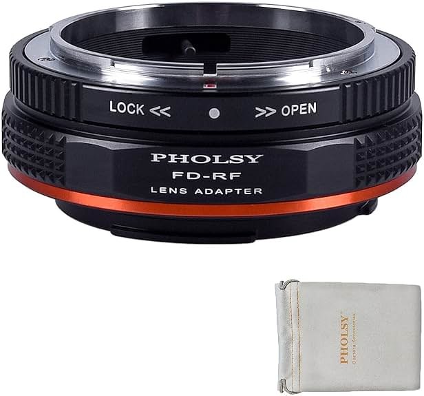 PHOLSY Lens Mount Adapter with Aperture Lever Compatible with Canon FD FL Lens to Canon EOS RF Mount Camera Body for EOS R8, R50, R6 Mark II, R7, R10, R3, R5, EOS R5C, EOS R6, EOS R, EOS RP - Product Image