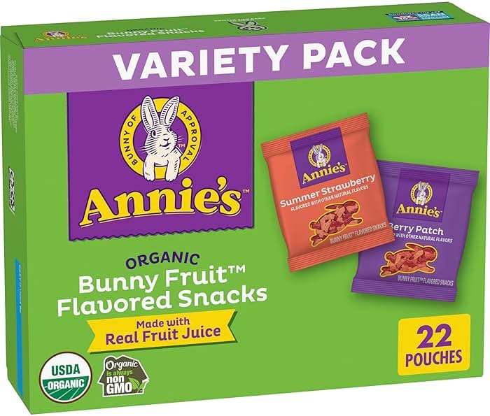 Annie's Organic Bunny Fruit Snacks, Variety Pack, Gluten Free Snack, 22 ct, 15.4 oz - Product Image