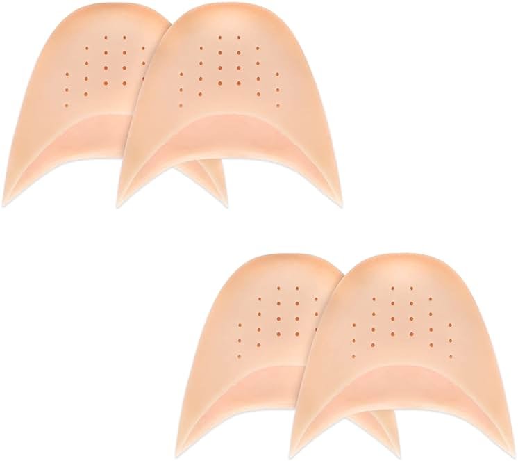 JEVRKAPZ Silicone Gel Toe Sleeves Soft Ball of Foot Metatarsal Ballet Pointe Toe Cap with Hole Toe Protection Toe Topper Cover Protectors Pouch for Ballet Dance Shoes - Product Image