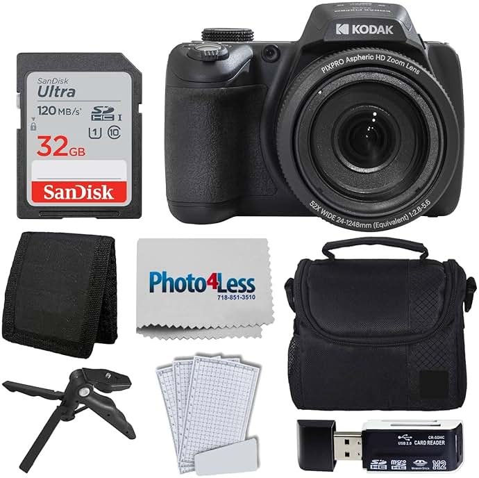 Kodak PIXPRO AZ528 Digital Camera (Black) Bundle with 32GB Memory Card + Camera Case + Memory Card Wallet + Screen Protectors + Accessories - Product Image