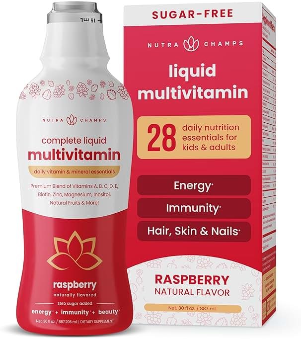 NutraChamps Complete Liquid Multivitamins | No Added Sugar | Vitamins for Women, Men & Kids | Vegan Liquid Vitamin Multimineral Supplement | Energy, Immunity & Beauty - Product Image