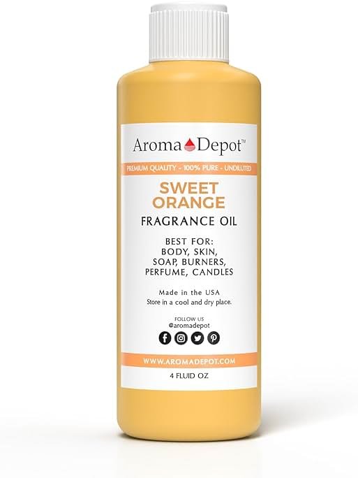 Aroma Depot Sweet Orange Fragrance Oil 4 oz. Perfume Skin Oil, Scented, is Great for Candles, Bath Bombs, Body Butters, Creams & Lotions. Few Drops in The Diffuser, Burners, or Warmers. - Product Image