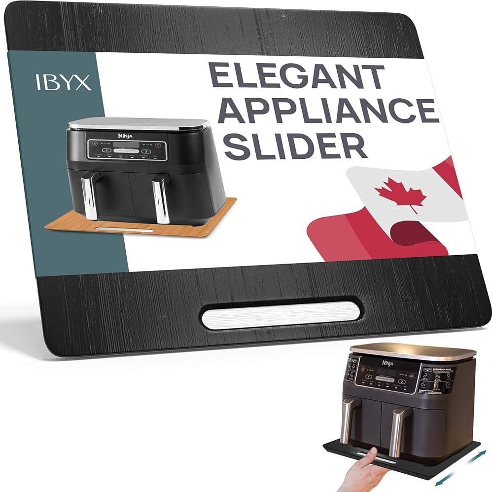 Ibyx Elegant Appliance Slider - Sliding Tray for Coffee Maker & Heavy Kitchen Appliances, Easy Slide, Made of Premium Bamboo, Space-Saving Kitchen Organizer, 40 lb Capacity, Black - 16 x 13 Inch - Product Image