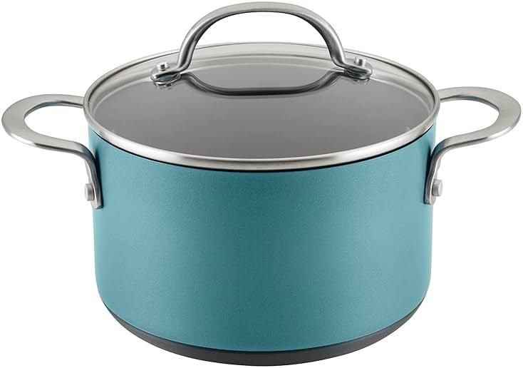 Anolon Achieve Hard Anodized Nonstick Saucepot with Lid, 4 Quart, Teal - Product Image