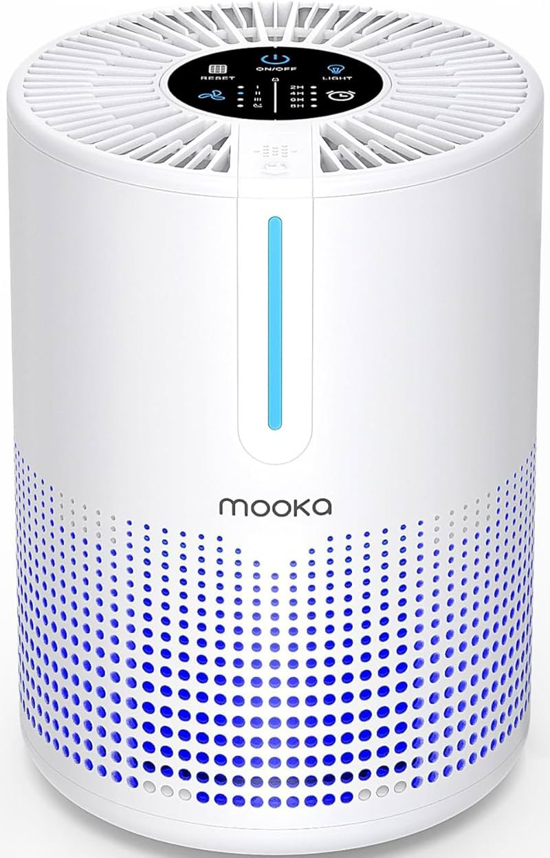 Air Purifiers for Bedroom Home 430 Sq.Ft, MOOKA H13 HEPA Filter Small Portable Air Purifier with USB Cable Fragrance Sponge for Smokers Pollen Pets Dust Odors, Desktop Air Cleaner for Car RV, M01 - Product Image