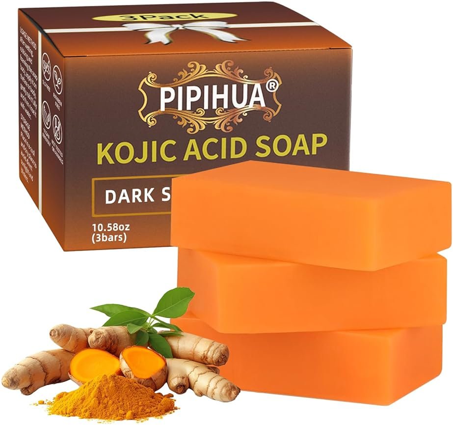 PIPIHUA Kojic Acid Soap - Turmeric Soap with Turmeric & Lemon & Collagen & Hyaluronic Acid & Glutathione - Product Image