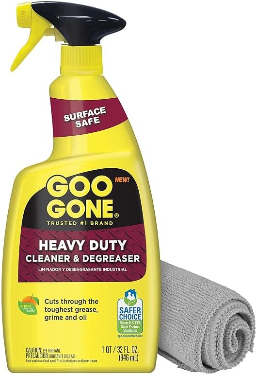 Goo Gone Heavy Duty Cleaner & Degreaser Spray With Microfiber Cleaning Towel – Cuts Through Tough Grease, Oil & Grime - 32 Oz (1 Pack + Towel) - Product Image