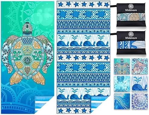 2 Pack Microfiber Lightweight Beach Towel Sand Free Quick Dry Absorbent Thin Compact Towels for Swimming Pool Camping Beach Accessories Large Easy Pack Travel Things for Vacation Essentials Gift - Product Image