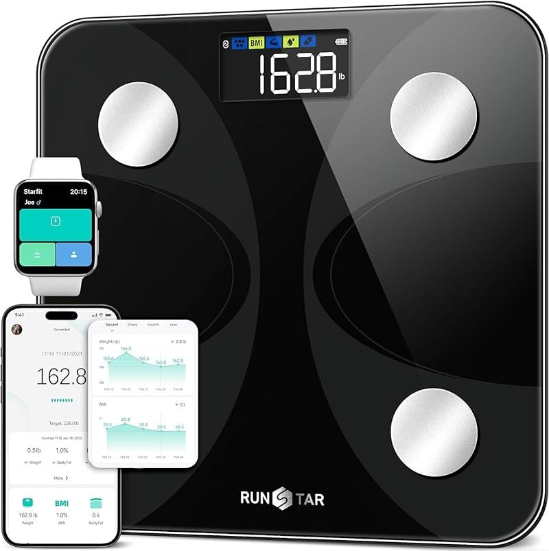 Scale for Body Weight and Fat Percentage, RunSTAR Digital Accurate Bathroom Smart Scale with Large Display, FSA&HSA Eligible 13 Body Composition Analyzer Sync App - Product Image
