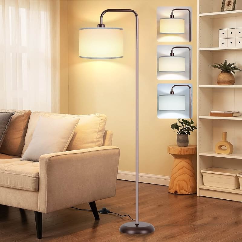 PARTPHONER LED Floor Lamp for Living Room, 3 Color Temperature, with Foot Switch, 9W Bulb Included, Oil Rubbed Bronze - Product Image