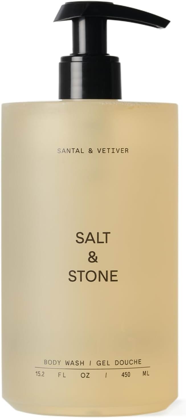 Salt & Stone Body Wash with Antioxidants for Deep Moisture | For Women & Men, Sulfate, Paraben, & Dye Free, Leaving Skin Soft and Hydrated | Santal & Vetiver 15.2 fl oz - Product Image