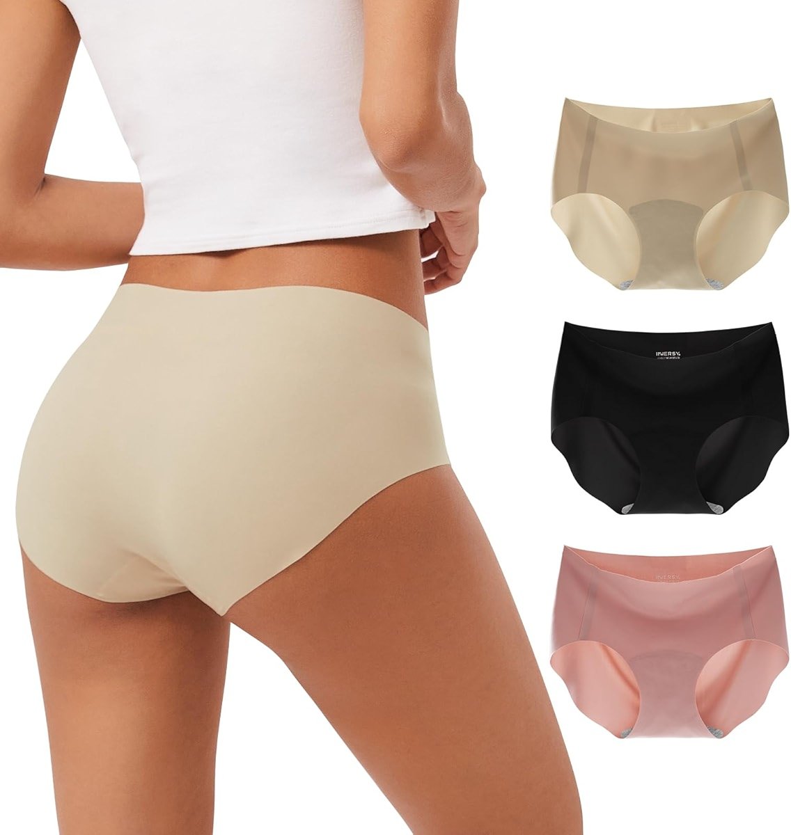 INNERSY Women's Seamless No Show Hipster Panties Invisible Light Underwear 3-Pack - Product Image