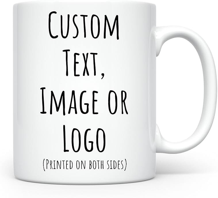 HomeBee Personalized Coffee Mug | Custom Photo Text and Logo Ceramic Mug | Customized 11 Oz Tea Cup for Men & Women | Unique Gift Idea - Taza Personalizadas Design with Picture or Message | White - Product Image