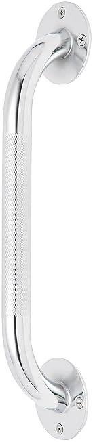 Medline Knurled Chrome 12” Grab Bar for Shower & Bathtub, Independence & Ease of Movement — for Elderly, Handicapped or Seniors, 300 lb. Capacity, 1 Bar - Product Image
