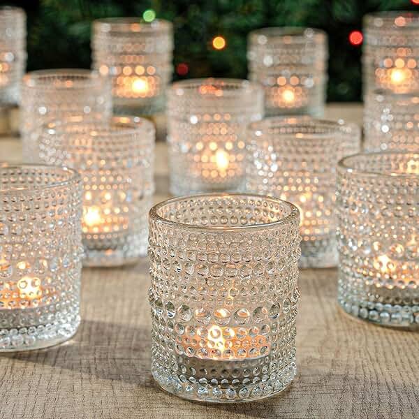 TRIRITE 36 Pcs Clear Votive Candle Holders for Wedding, 2x2.5 Elegant Tealight Candle Holder, Vintage Tea Light Holders for Bridal Shower & Table Centerpieces - Product Image