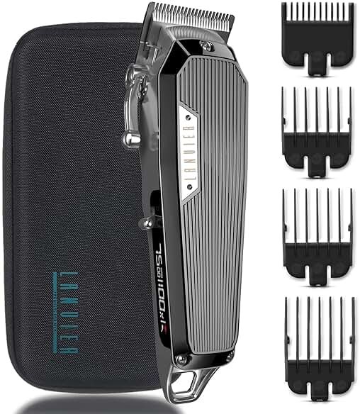 LANVIER Hair Clippers for Men, Professional 10W/7500RPM High Speed Barber Clipper for Hair Cutting and Grooming, Dual Voltage Cordless Hair Trimmer Kit with LED Display & Storage Case - Black - Product Image